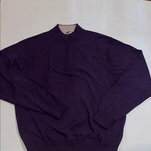 Peter Millar-L-purple-100% Merino wool,mock neck, quarter zip, pullover sweater.